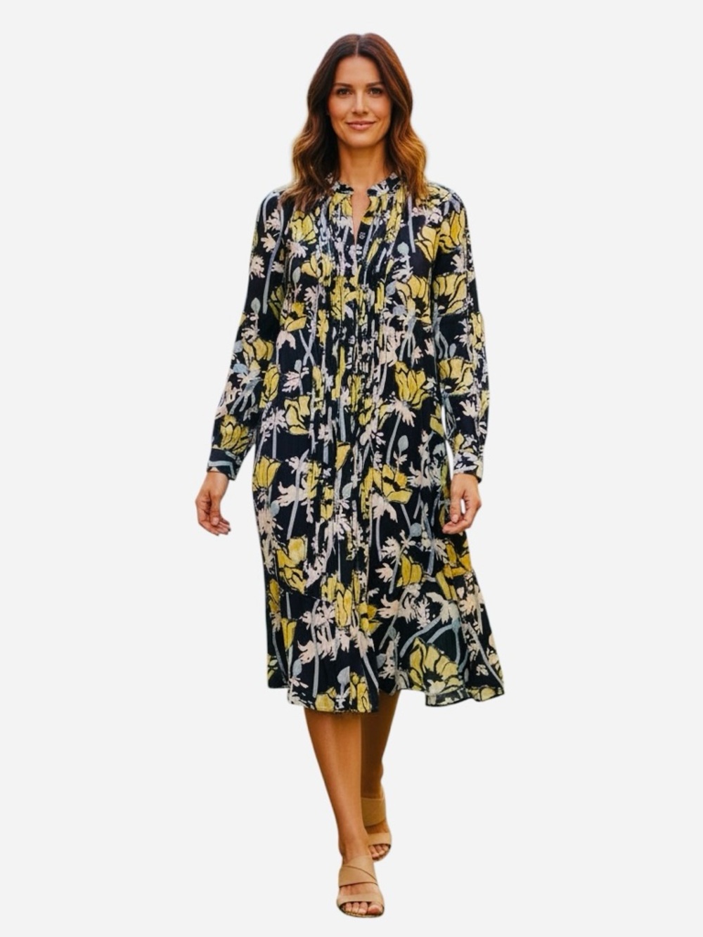 Tory Burch Cora Silk Shift Dress Navy Poppies Bold Floral Print, Size 0
